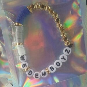 Gold and Blue Beaded Bracelet